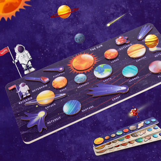 Space Explorer Astronomy Puzzle with Eight Planet Board