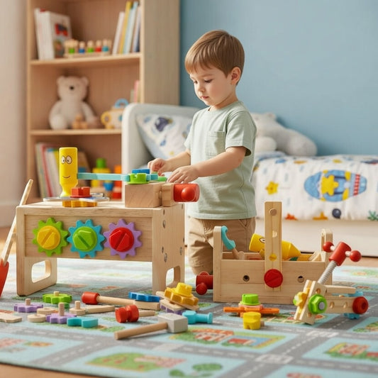 Kids Wooden Work Bench With Tool Set