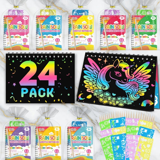 Rainbow Scratch Art Notebook Paper: 24 pack