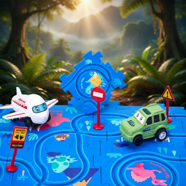 Dinosaur Racer Car Track Puzzle Set