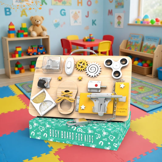 Wooden Montessori Busy Board for Toddlers