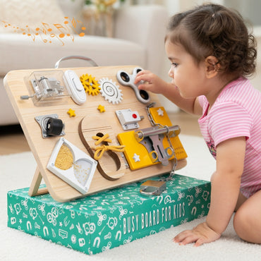 Wooden Montessori Busy Board for Toddlers