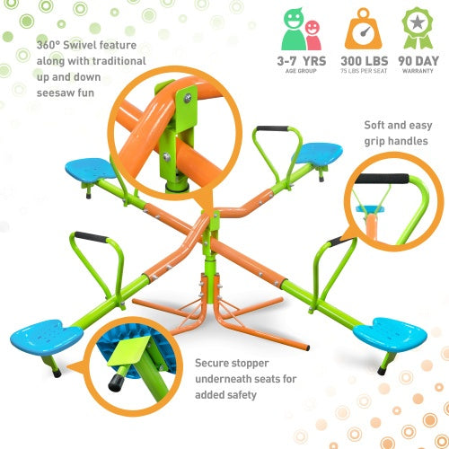 Four-Seat Play Seesaw 360° Rotation for Kids