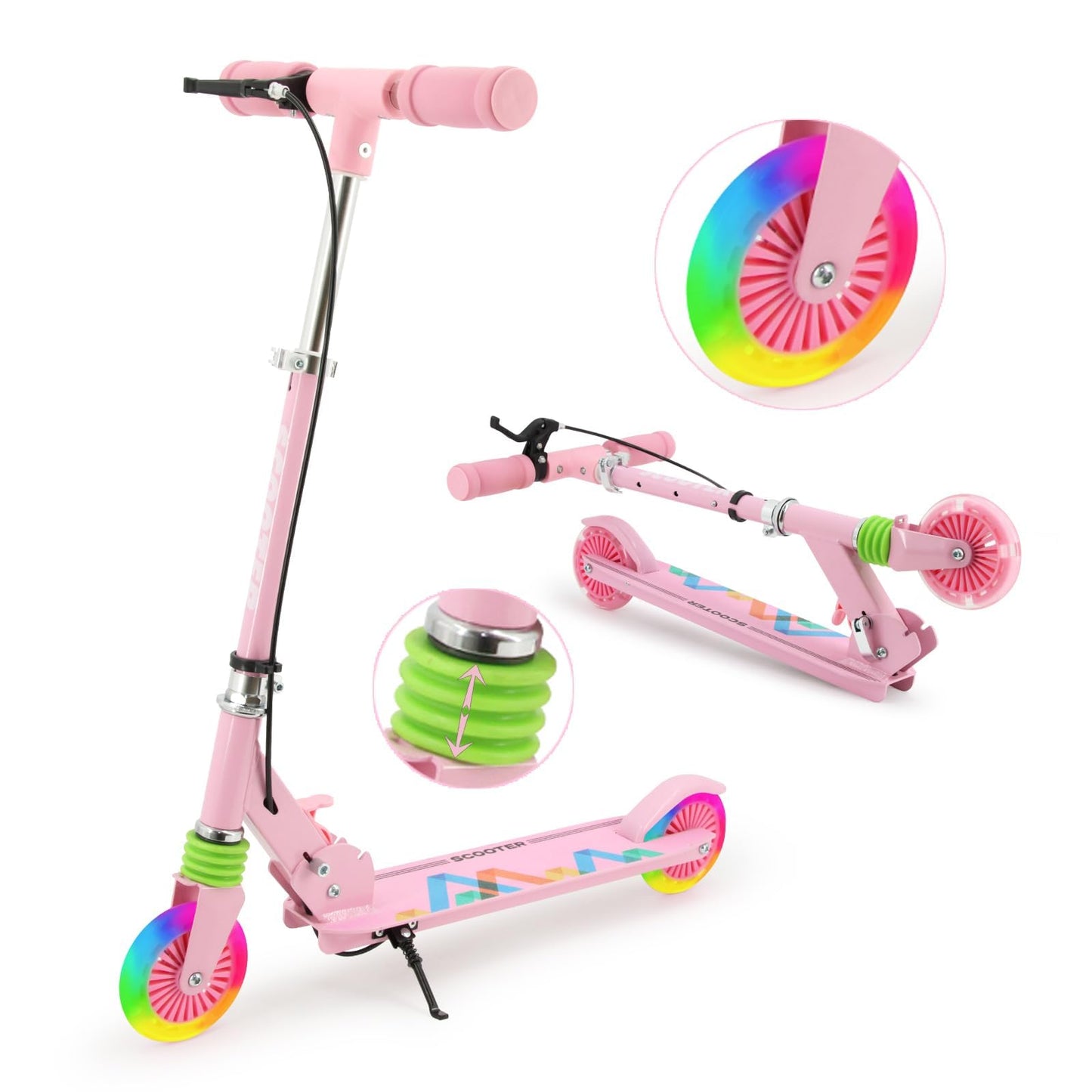 Sleek Pink Scooter with LED and Hand Brake