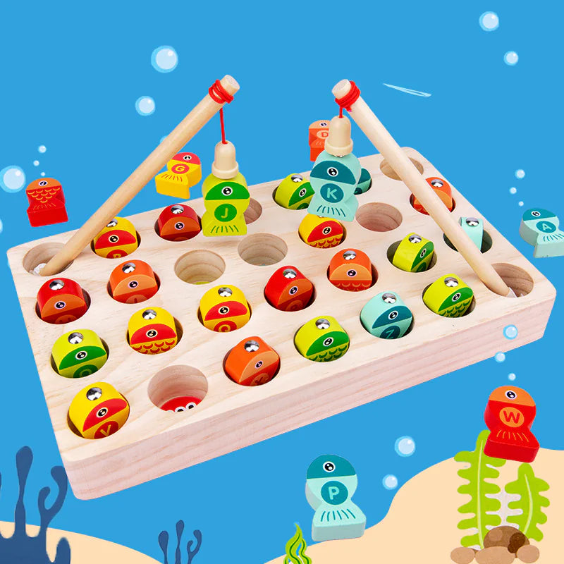 Montessori Children's Wooden Magnetic Fishing Game