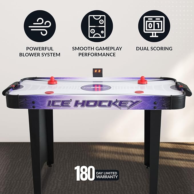 Dream Den Kids Air Hockey Table 4-Ft - Electric Scoring, Blower, Pucks & Strikers