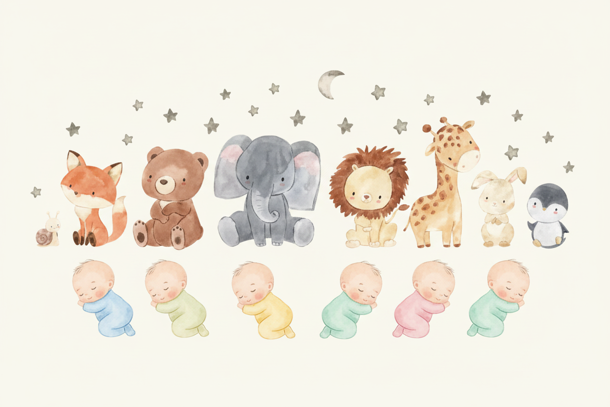 Cute Animals Watercolor Wall Stickers Set