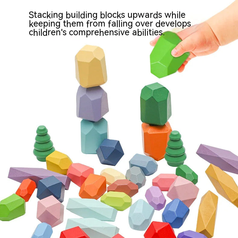 Montessori Wooden Stone Balance Blocks