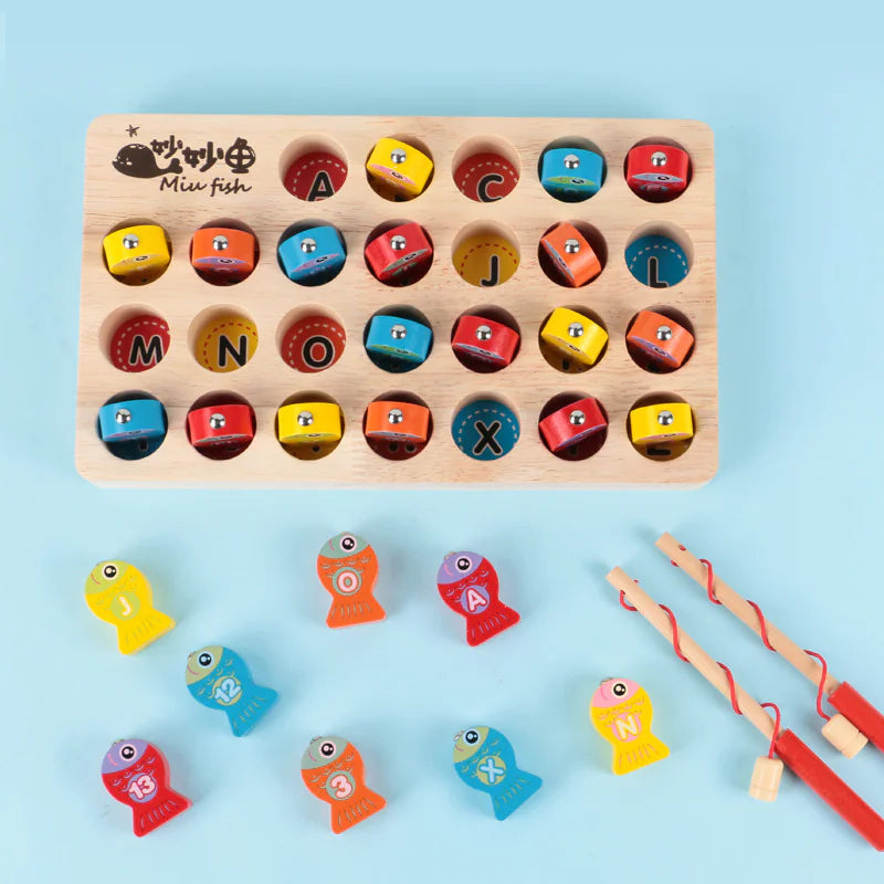 Montessori Children's Wooden Magnetic Fishing Game