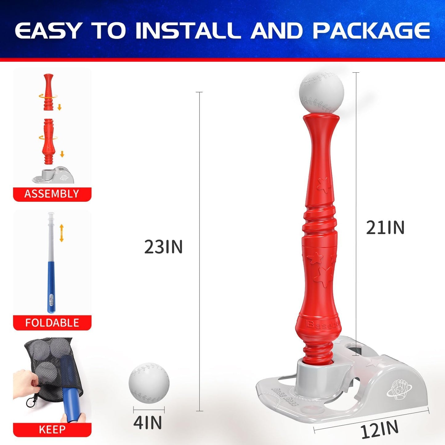 Kids Tee Ball Starter Set with Bat, Tee and Balls