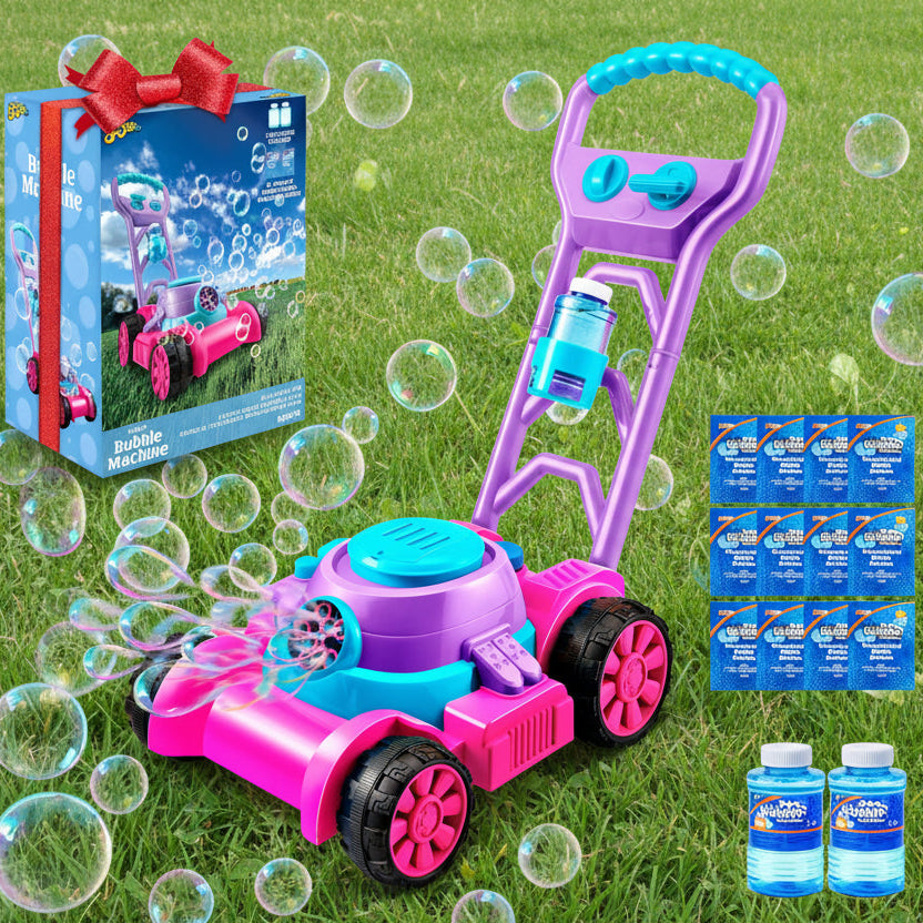 Bubble Fun Lawn Mower - Toddler Outdoor Play Toy with Sound Effects (Pink)