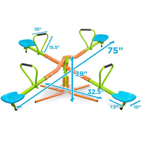 Four-Seat Play Seesaw 360° Rotation for Kids