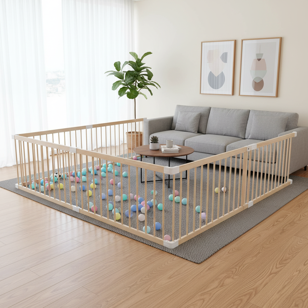 Wooden Baby Gate & Playpen (79" x 71" x 24")
