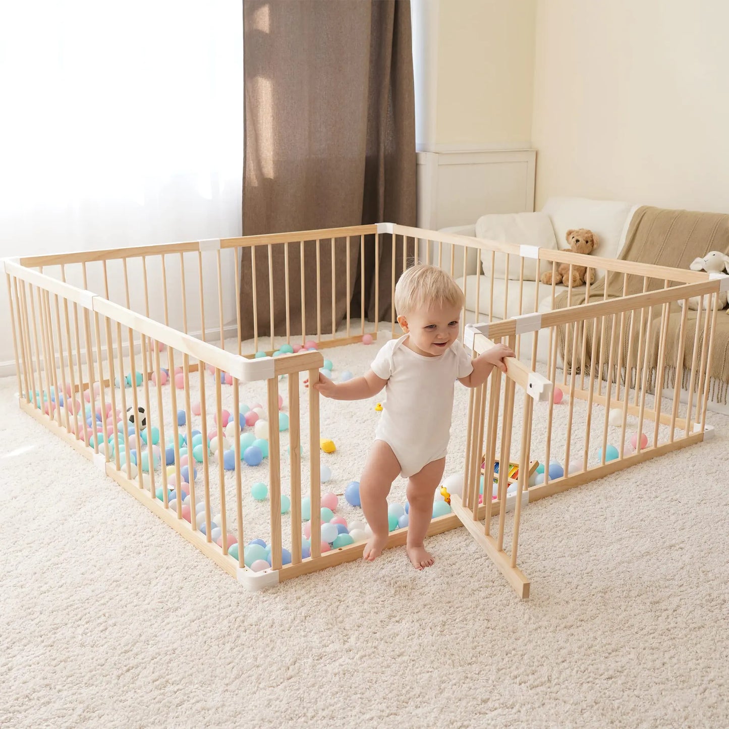 Wooden Baby Gate & Playpen (79" x 71" x 24")