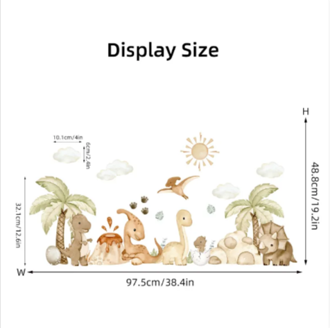 Dinosaur Wallpaper (removable area adhesives) for Baby Bedroom