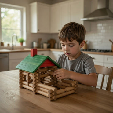 Wooden Log Cabin Builder Set for Kids 110 PCS