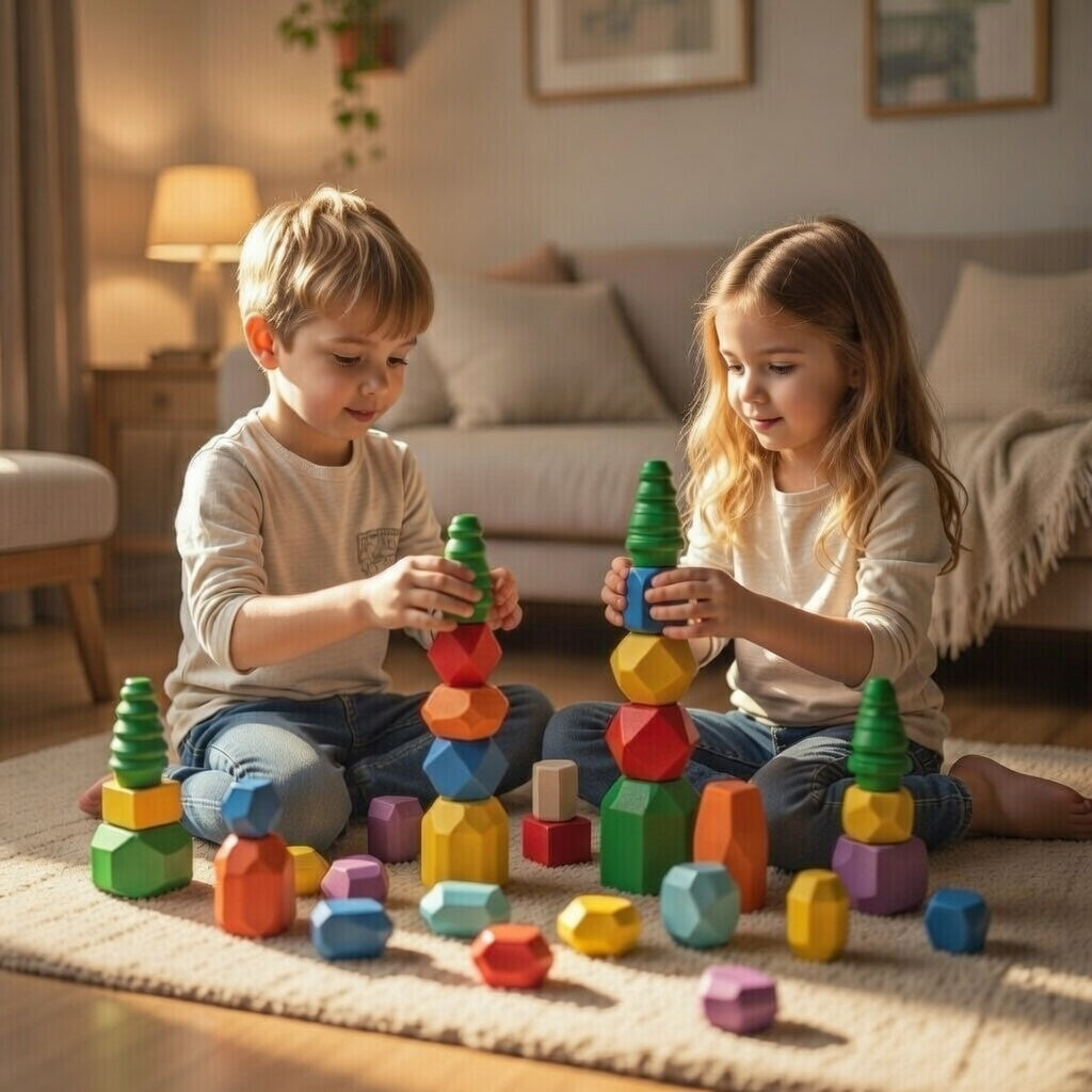 Montessori Wooden Stone Balance Blocks