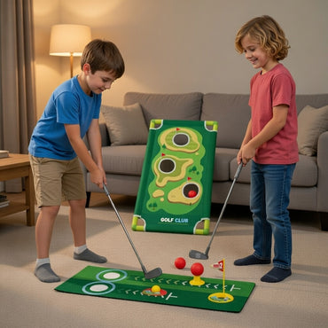 Junior Golf Pro Set with Putting Mat and Cornhole Style Chipping Board