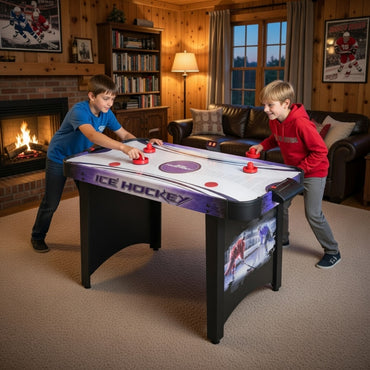 Dream Den Kids Air Hockey Table 4-Ft - Electric Scoring, Blower, Pucks & Strikers