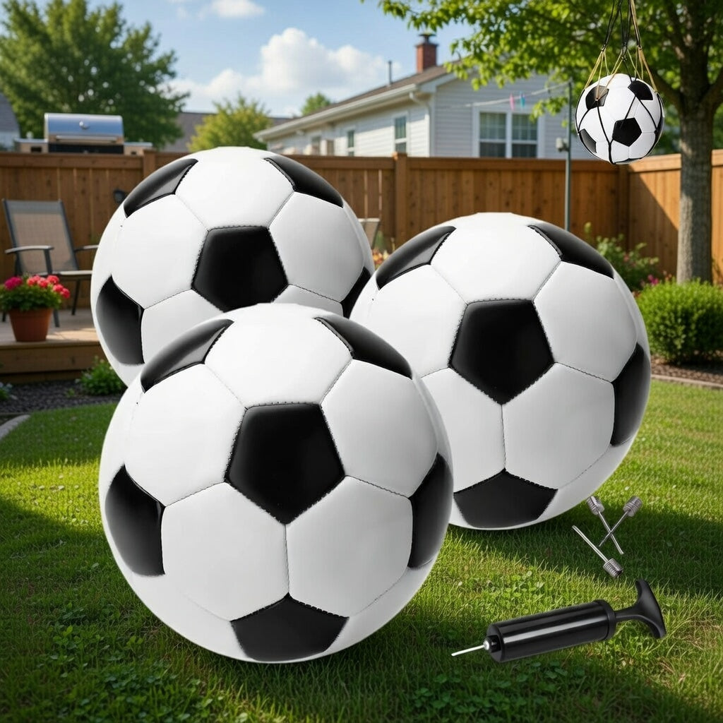 Kids' Soccer Ball 3-Pack with Pump