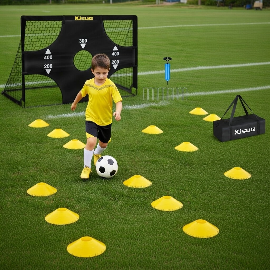 Pop-Up Youth Advanced Training Soccer Set: (Two Goals, Ball, Cones, Bag, Virtual Goalie inc)