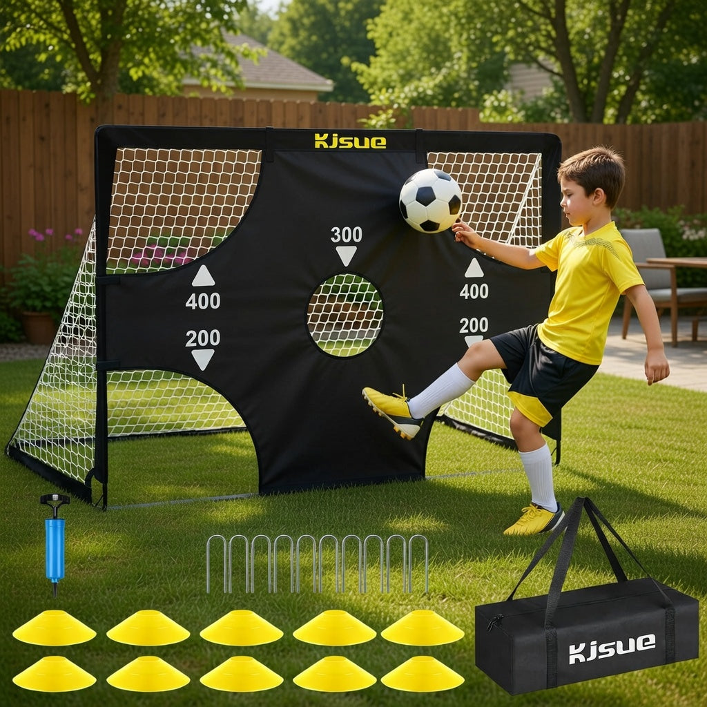 Pop-Up Youth Advanced Training Soccer Set: (Two Goals, Ball, Cones, Bag, Virtual Goalie inc)