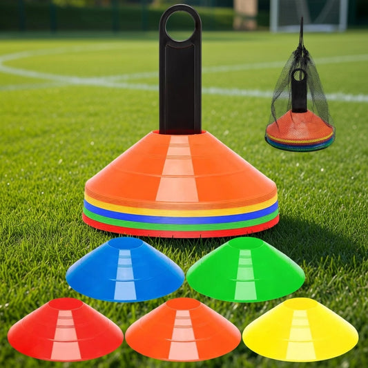 25-Pack Multi-Sport Training Cones with Holder & Net