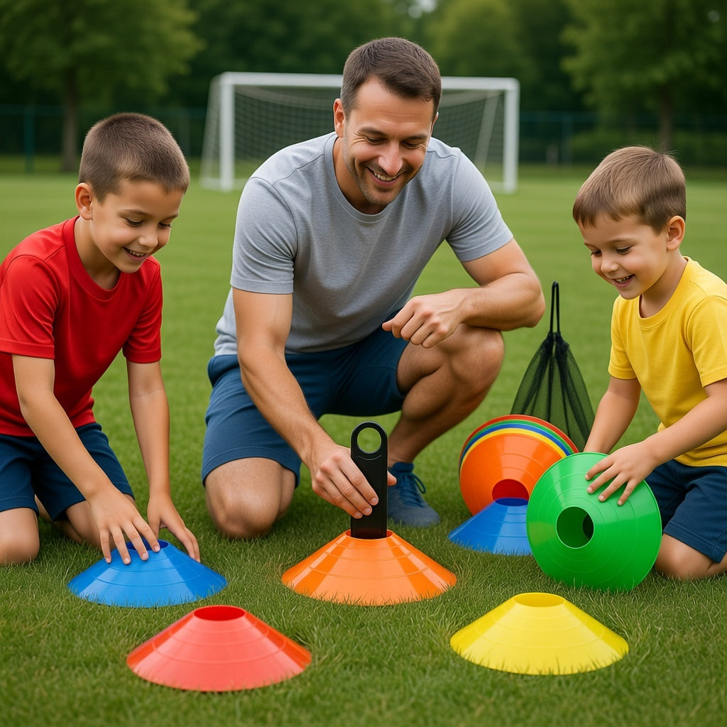 25-Pack Multi-Sport Training Cones with Holder & Net