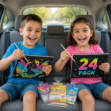 Rainbow Scratch Art Notebook Paper: 24 pack