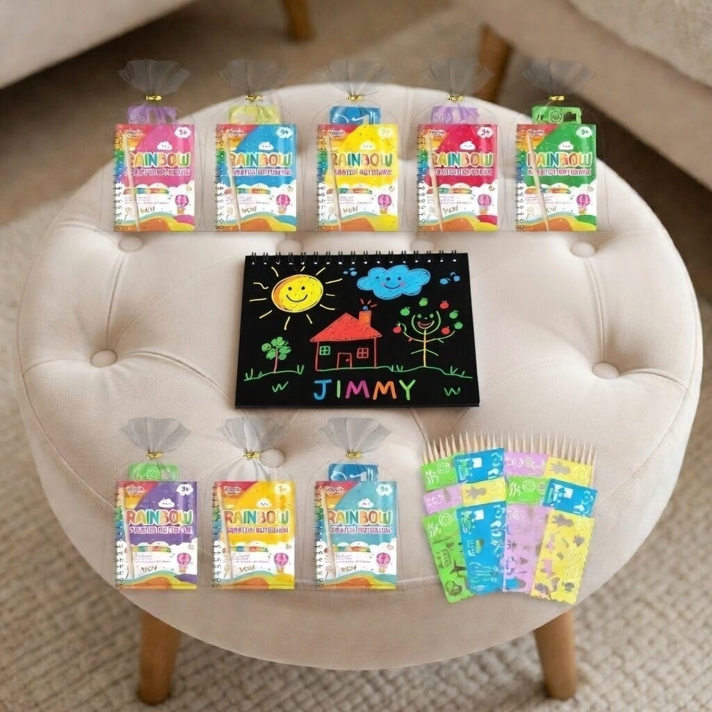 Rainbow Scratch Art Notebook Paper: 24 pack