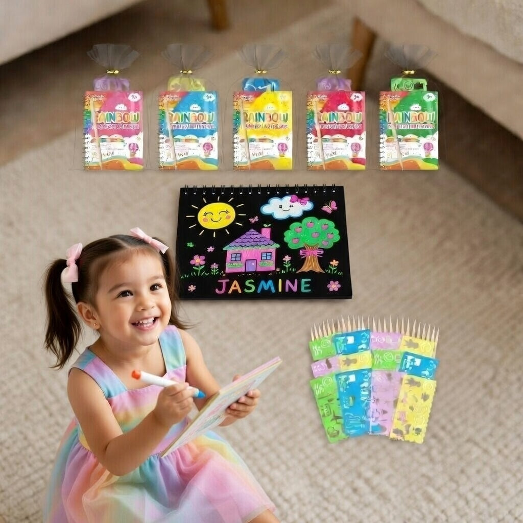 Rainbow Scratch Art Notebook Paper: 24 pack