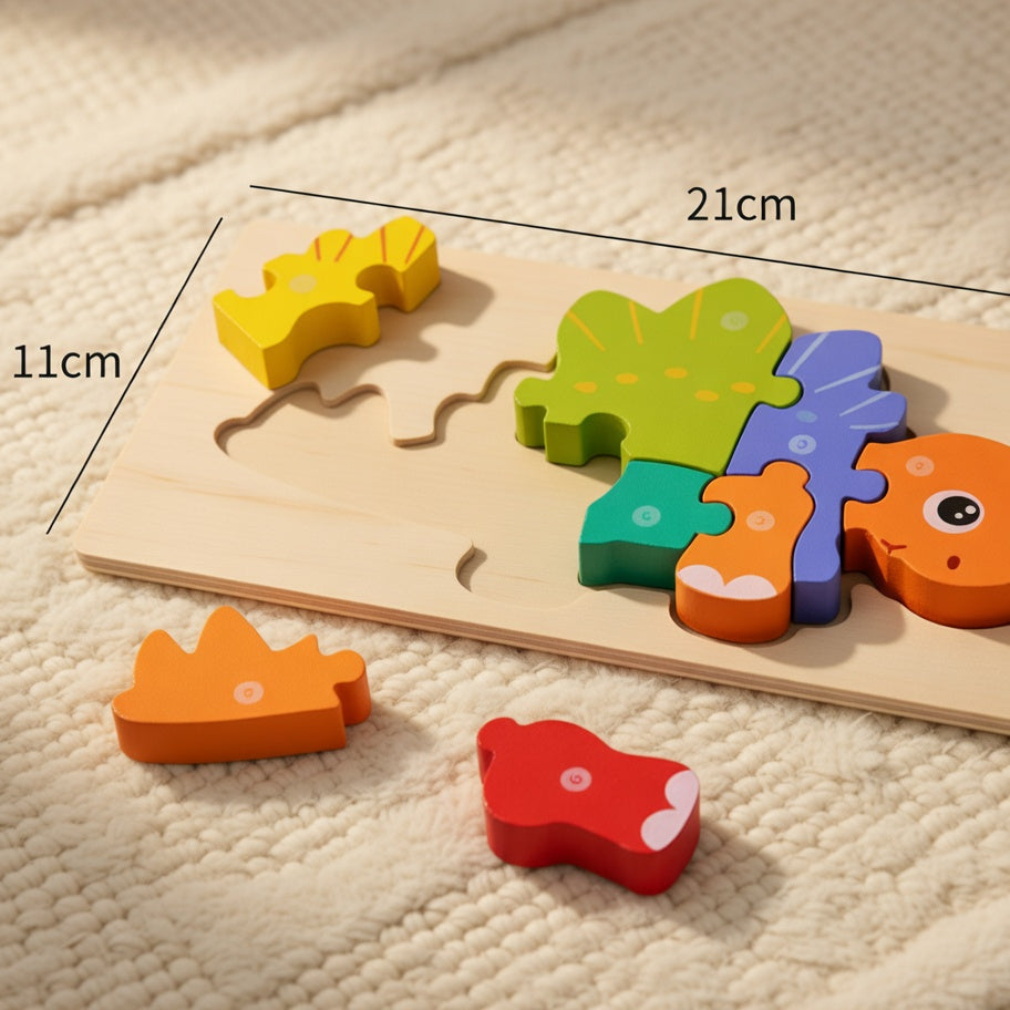 Wooden Jurassic 3D Dinosaur Puzzle Set