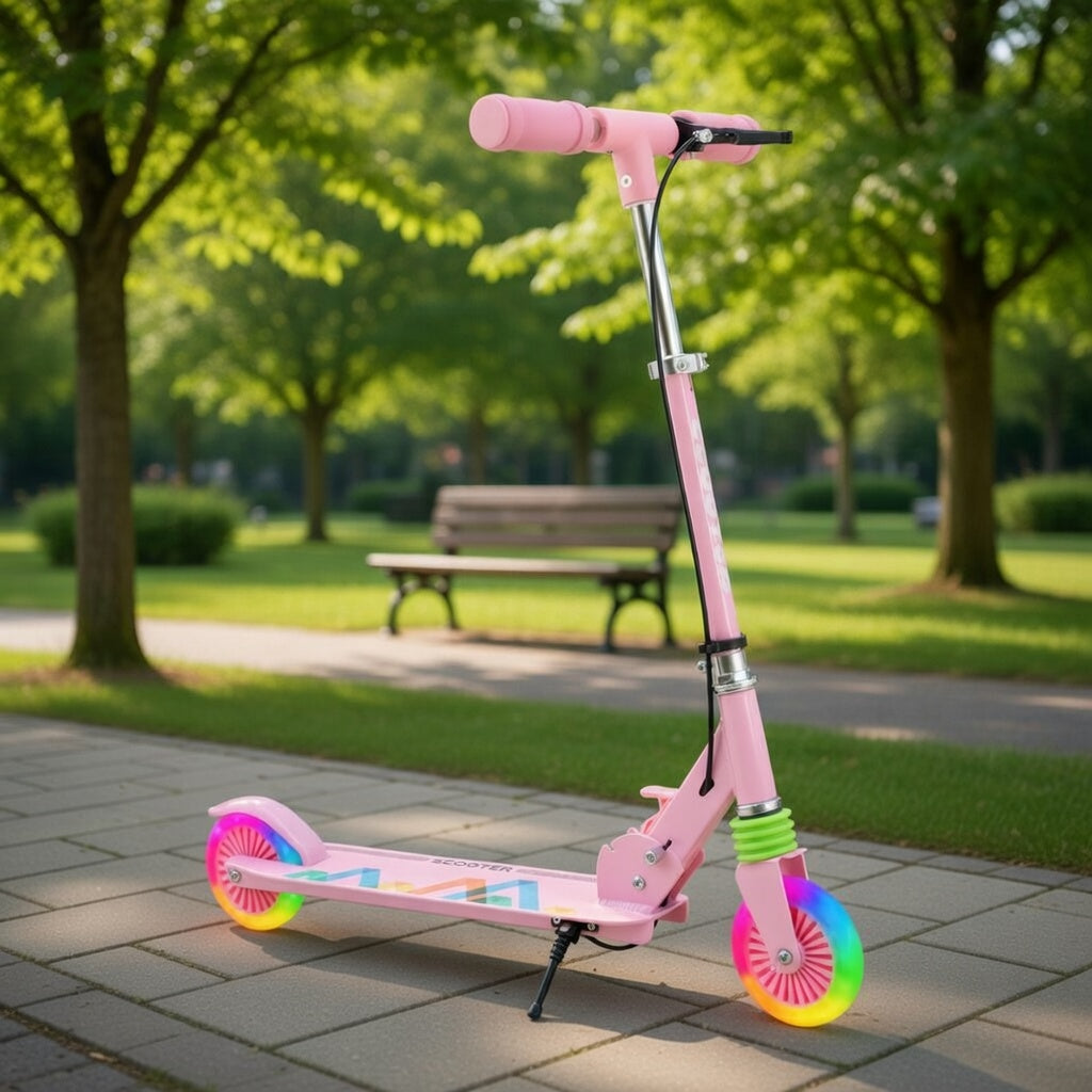 Sleek Pink Scooter with LED and Hand Brake