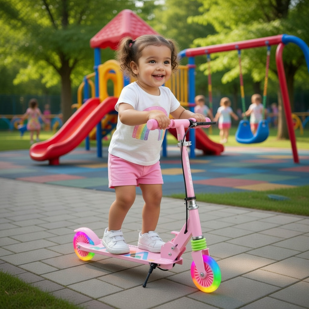Sleek Pink Scooter with LED and Hand Brake