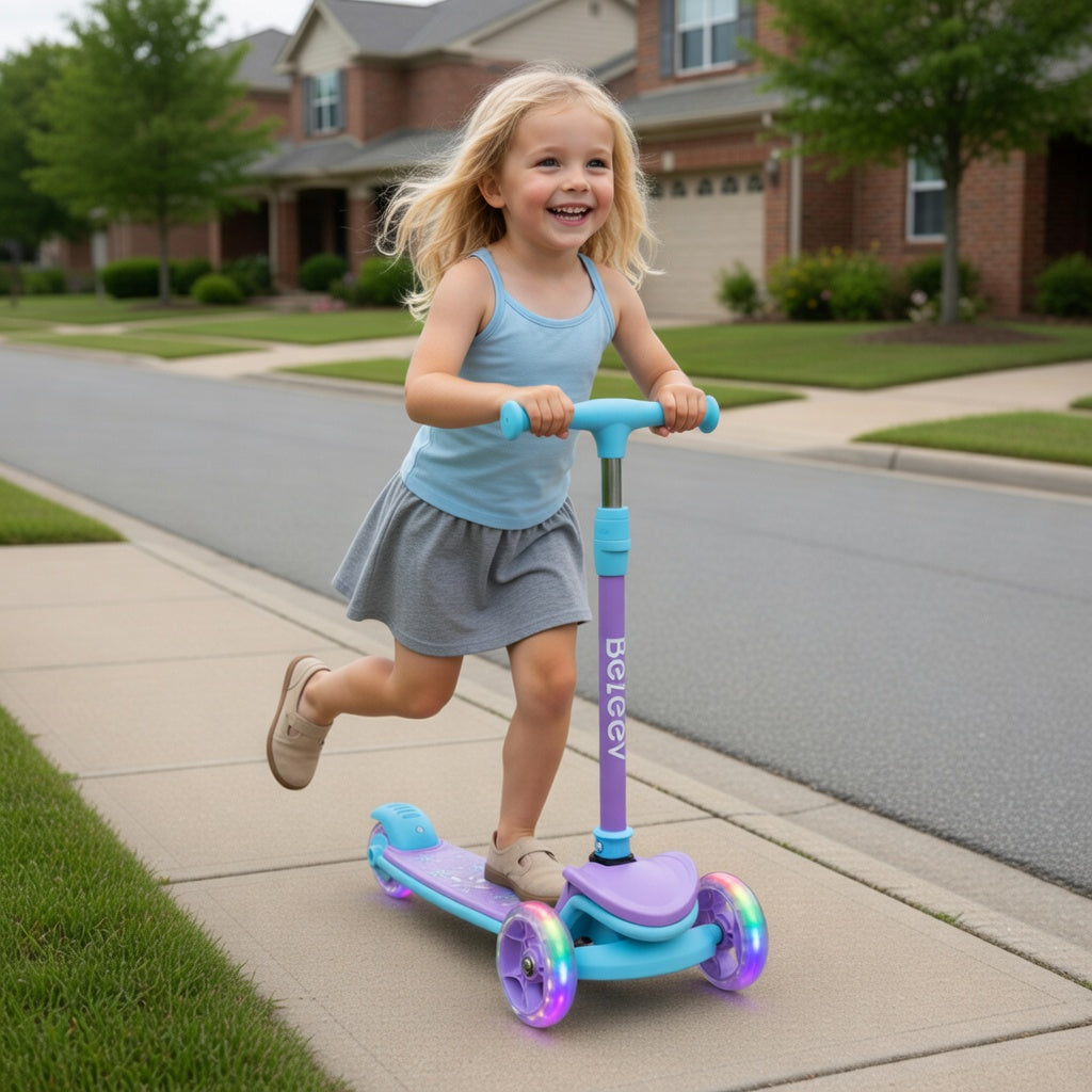 Magical Glow Wheels Foldable Three Wheel Scooter