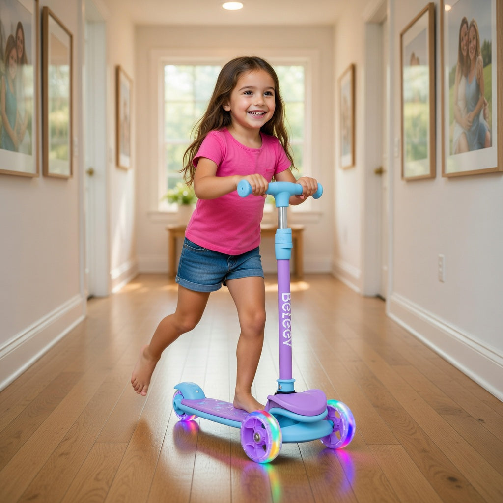 Magical Glow Wheels Foldable Three Wheel Scooter