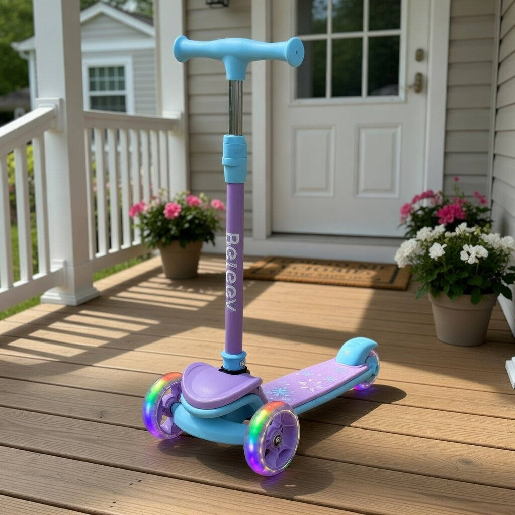 Magical Glow Wheels Foldable Three Wheel Scooter