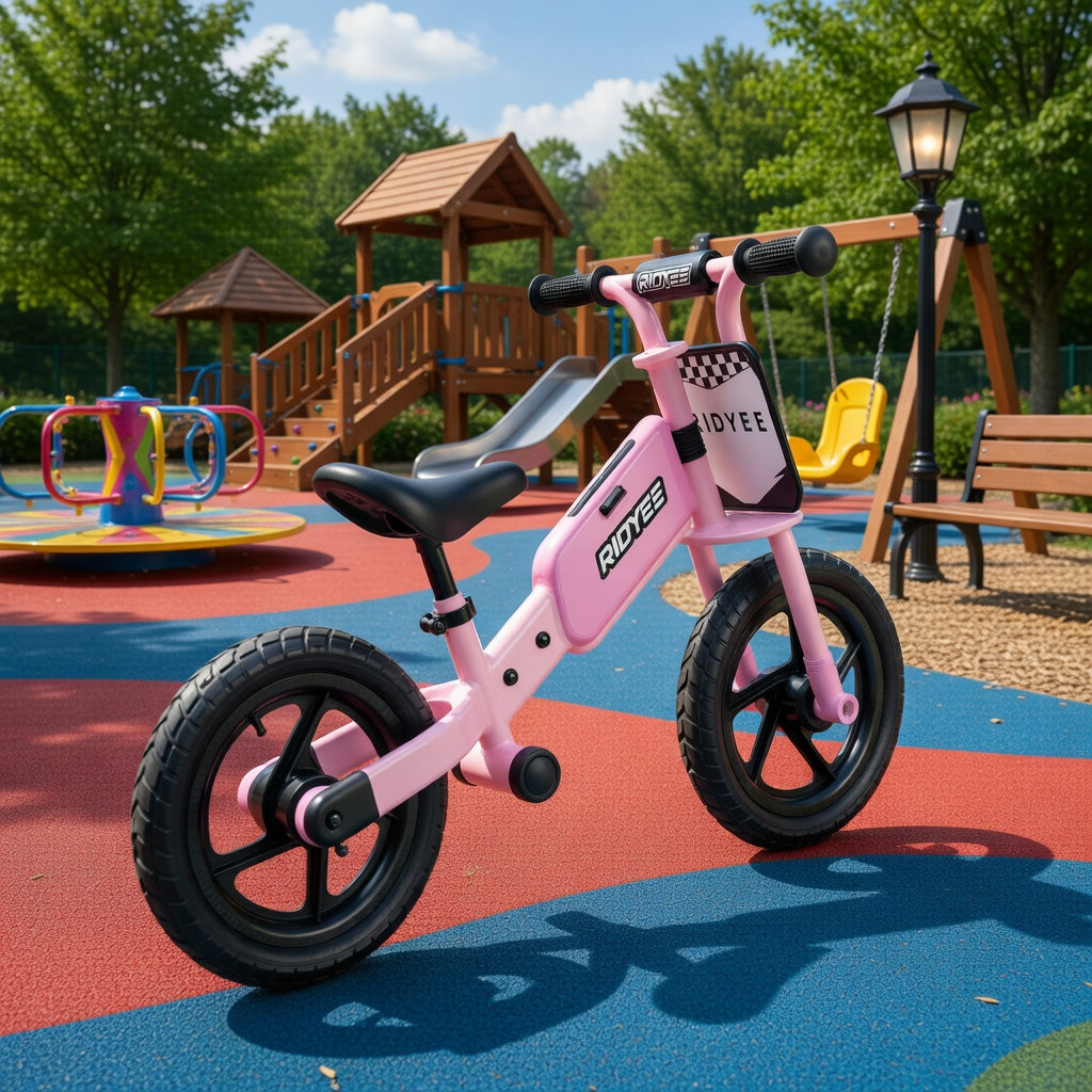 Motocross-inspired Pink Balance Bike for Kids 2-5