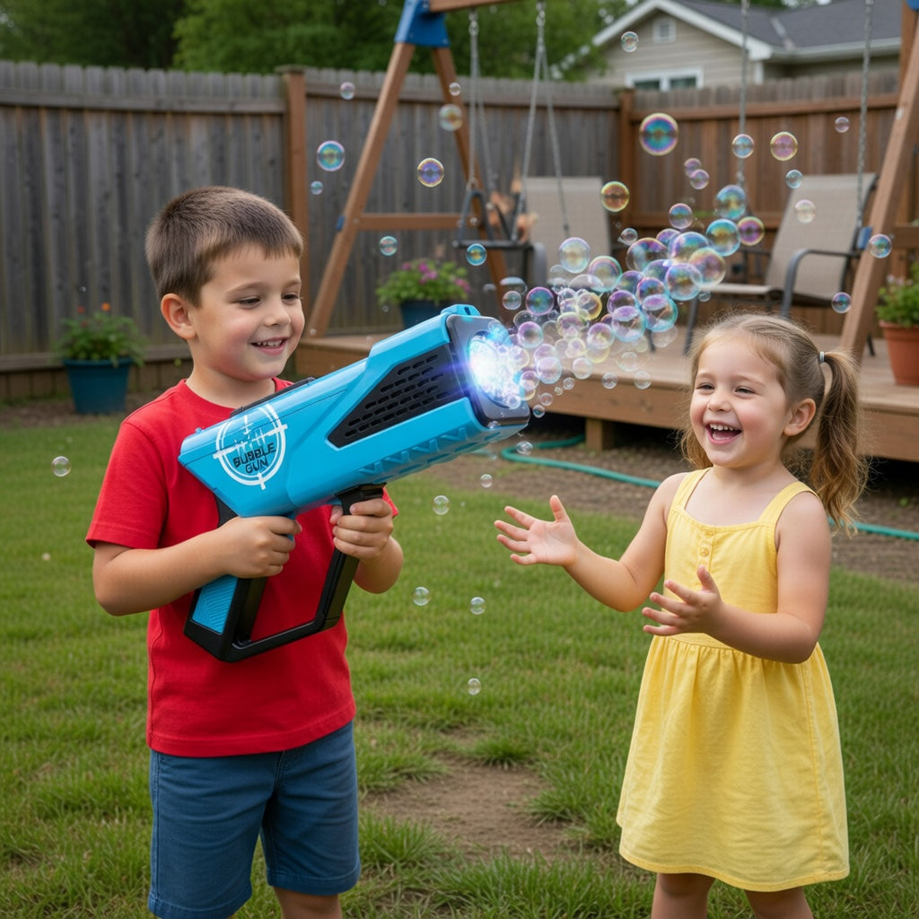 Rechargeable Bubble Gun Machine for Kids