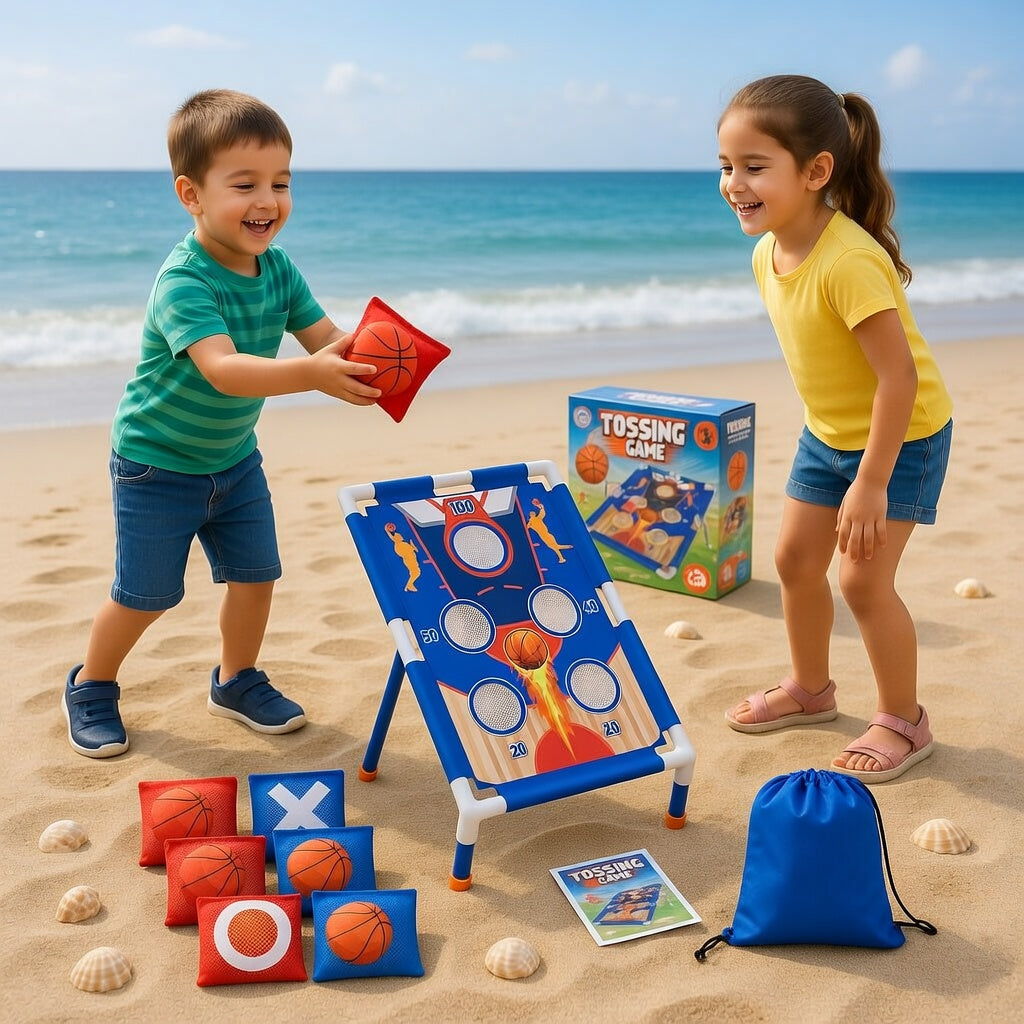 Bean Bag Cornhole Inspired Basketball Toss Game