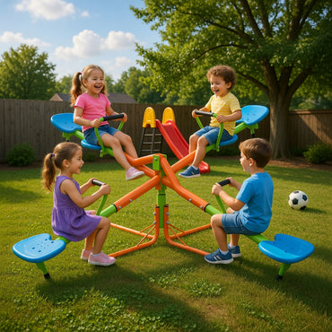 Four-Seat Play Seesaw 360° Rotation for Kids