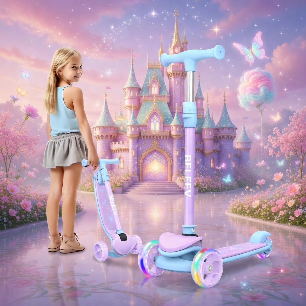Magical Glow Wheels Foldable Three Wheel Scooter