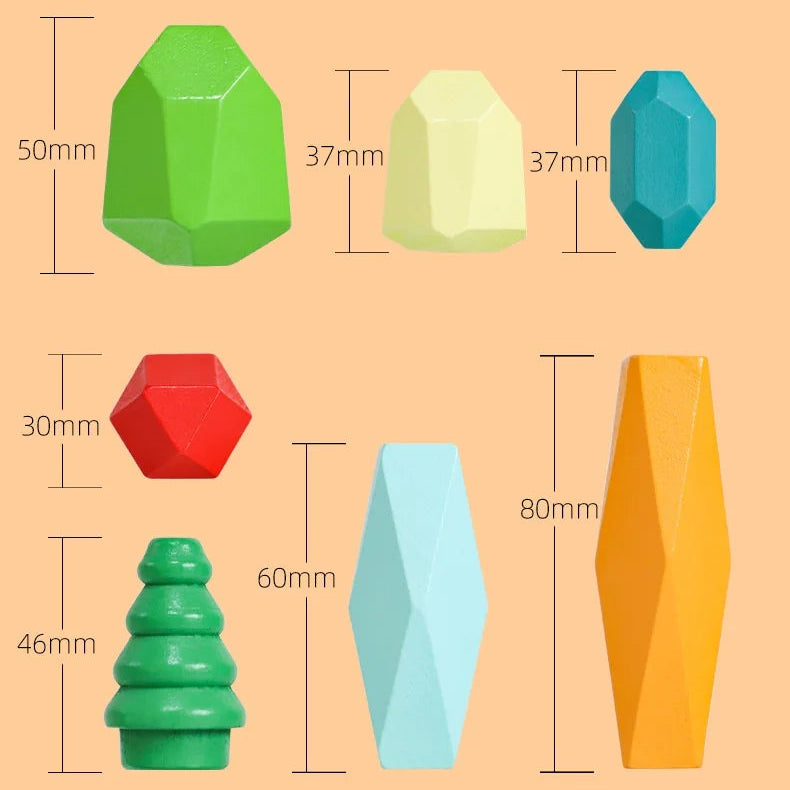 Montessori Wooden Stone Balance Blocks