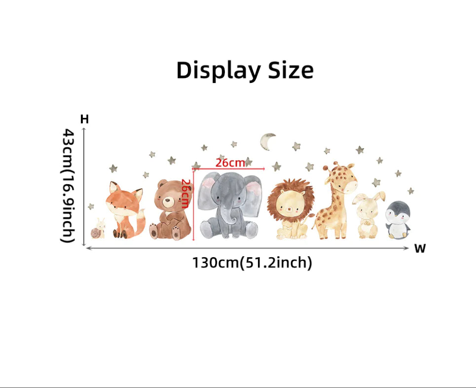 Cute Animals Watercolor Wall Stickers Set