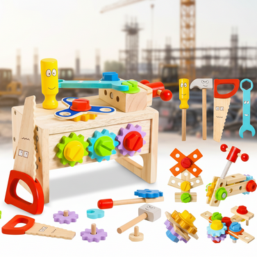 Kids Wooden Work Bench With Tool Set